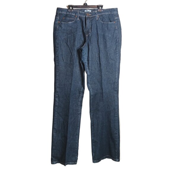 Lee Straight Jeans Womens 14 Tall Dark Wash Lightweight Relaxed Stretch Denim - Picture 1 of 4